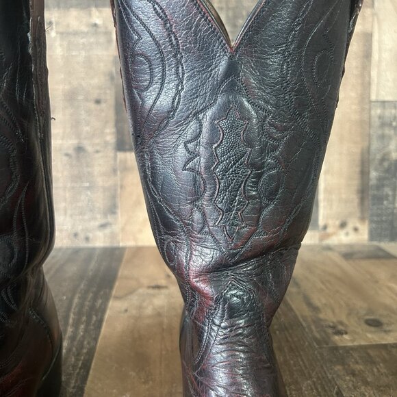 Lucchese 2000 Black Cherry T3203S Leather Inlay Cowboy Boots Mens 10.5 D - Picture 8 of 12